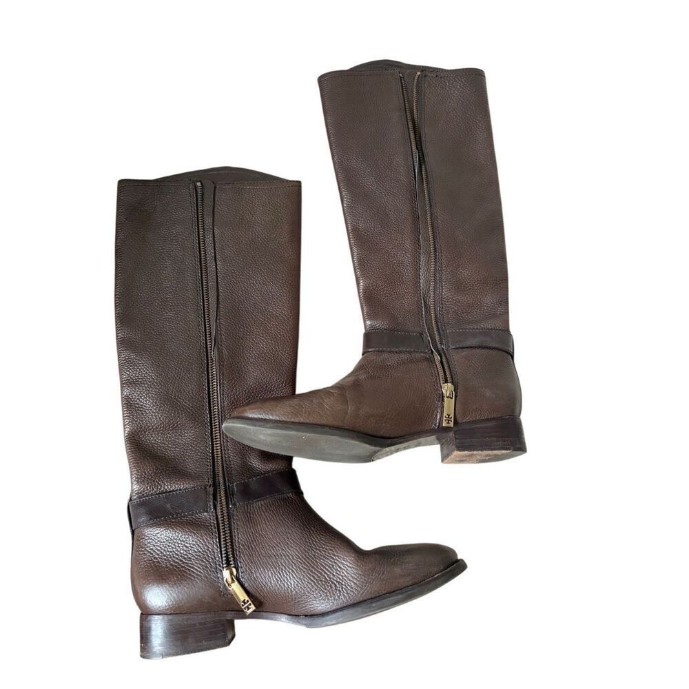 Tory Burch‎ Elian Leather Tall Riding Boots size 9.5 Brown - Picture 7 of 16